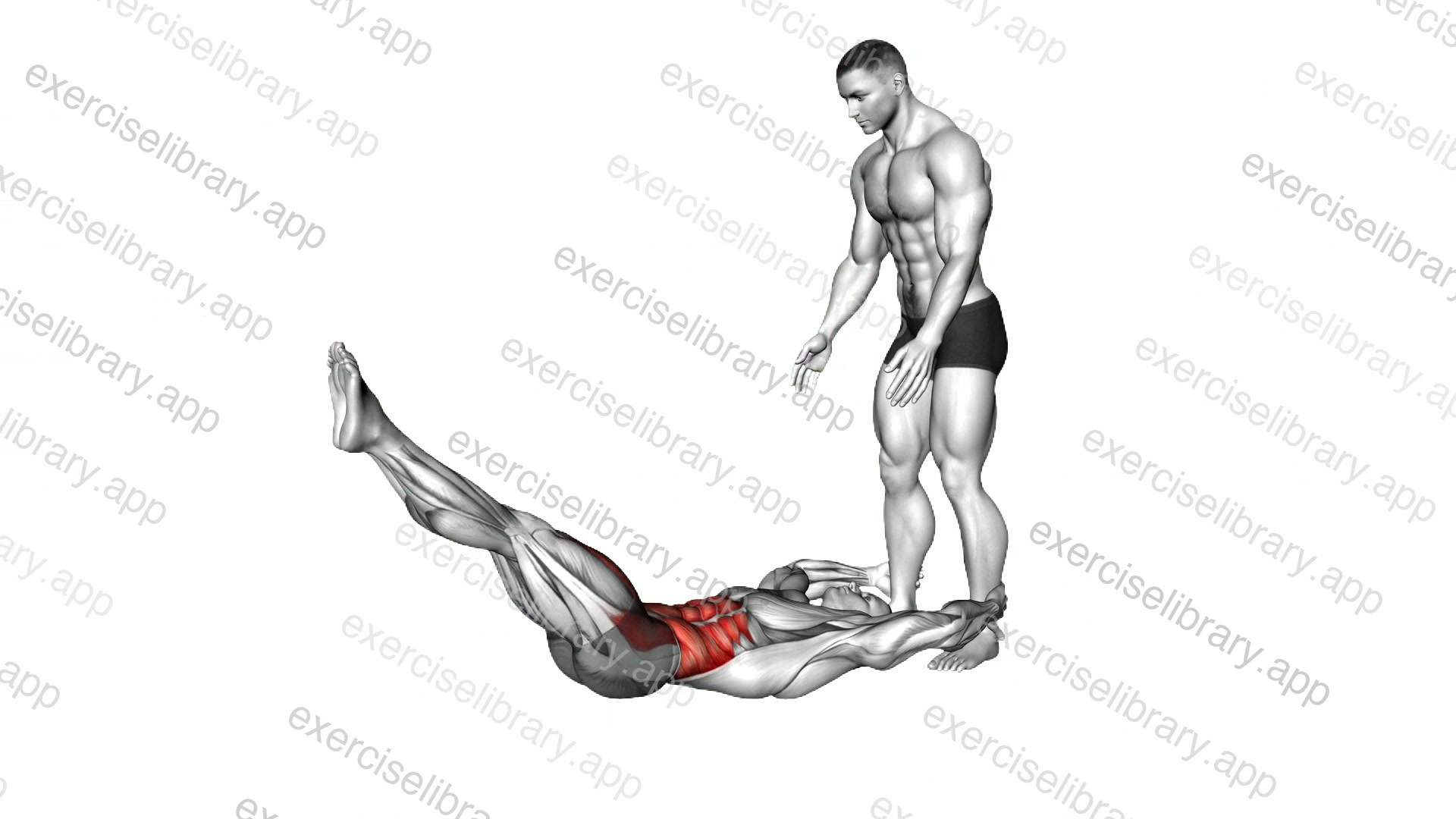 Assisted Lying Leg Raise With Throw Down demonstration