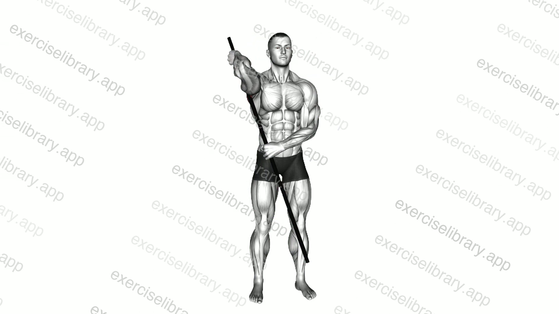 Stick Front Rack Stretch demonstration