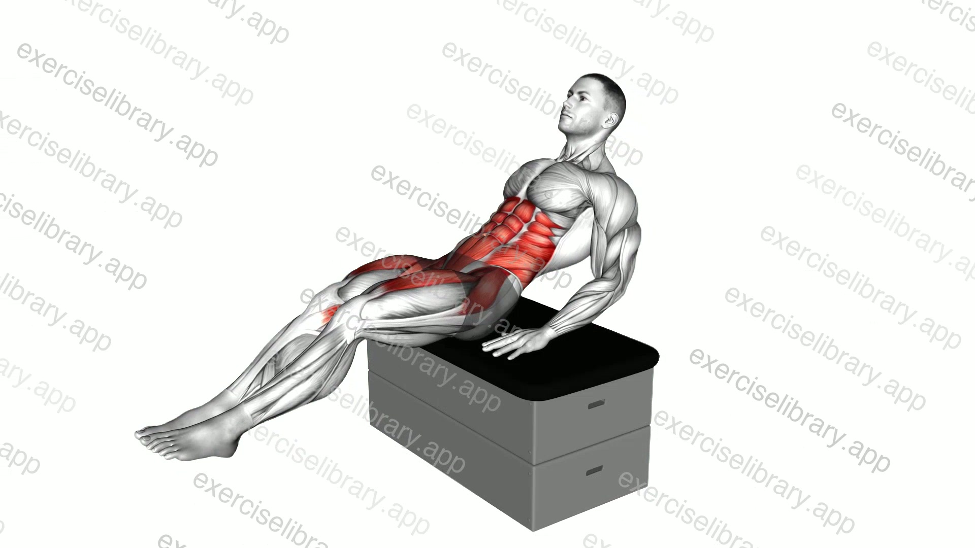 Sitting In Out Leg Raise on a padded stool demonstration