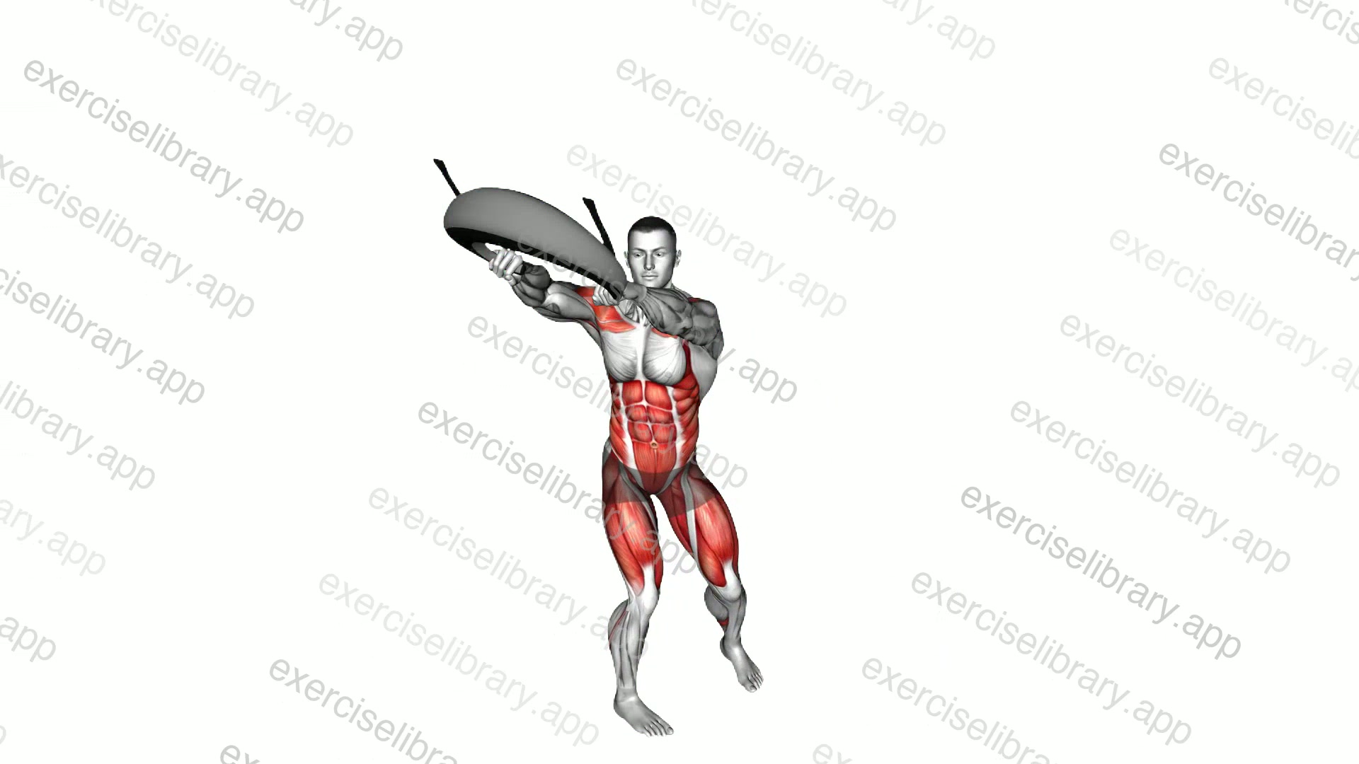 Weighted Bag Wood Chop Squat demonstration