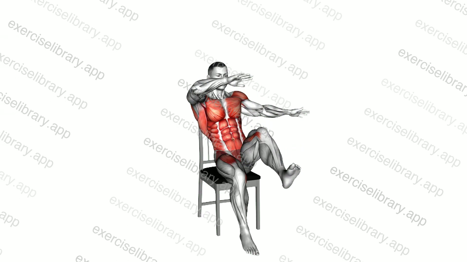 Circle Arms Knee Raises on Chair demonstration