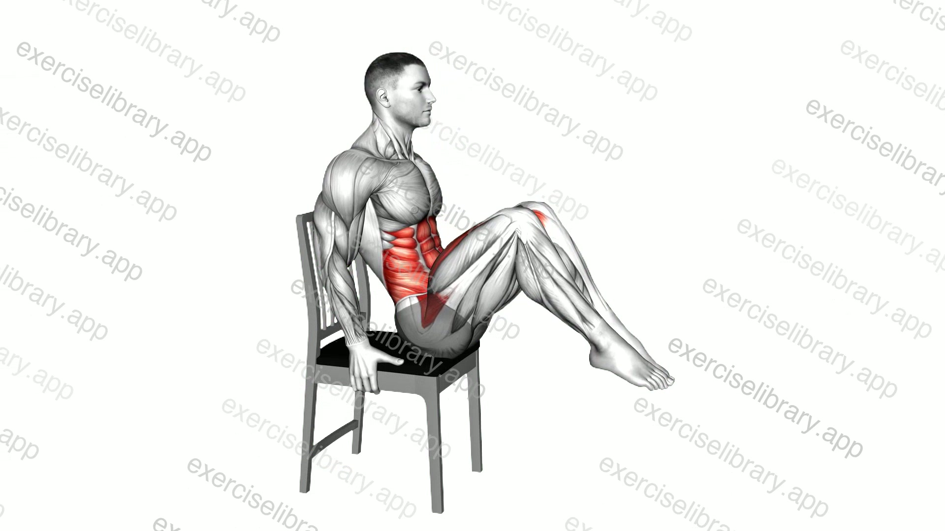 Sitting In Out Leg Raise with Chair demonstration